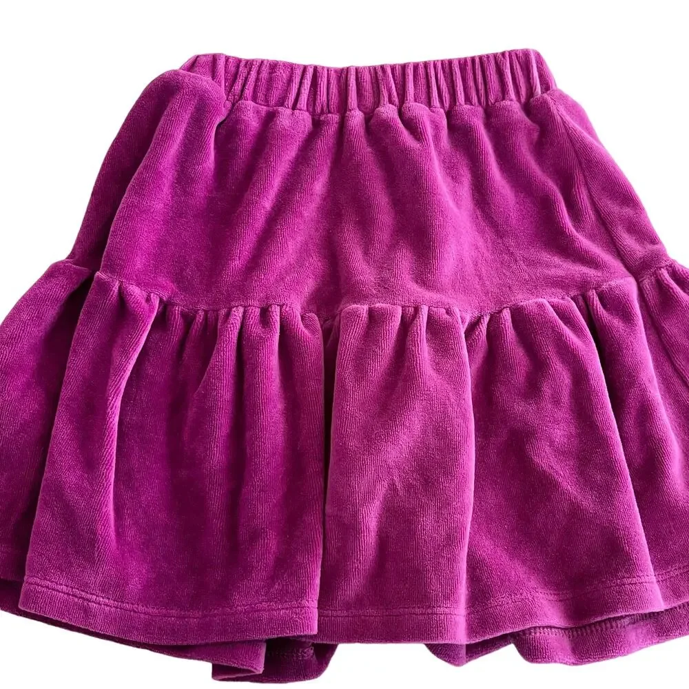 BOBO CHOSES heart velvet skirt in fuchsia 10-11